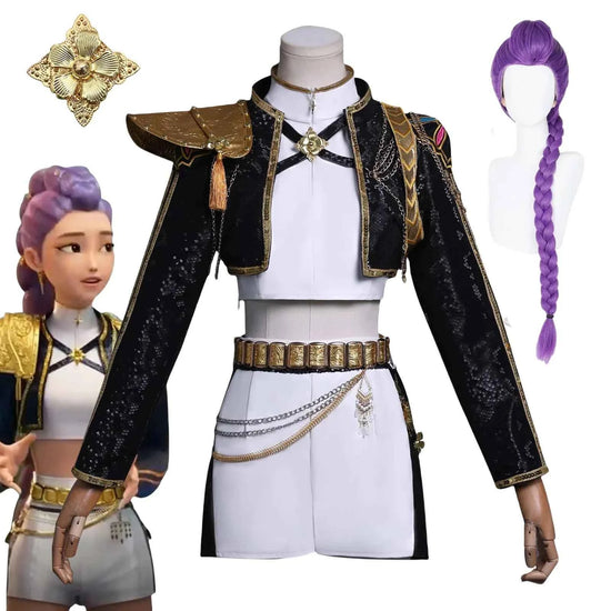 Anime Rumi Cosplay Costume Wig Woman Black White Uniform Christmas Halloween Party Clothing