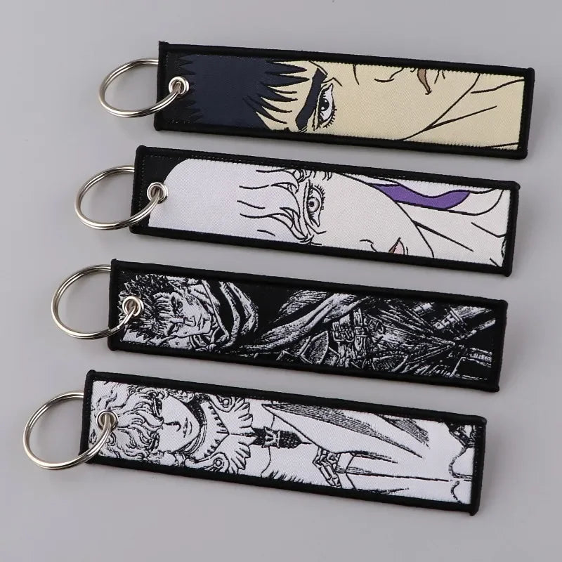 Sword Wind Legend Anime JOJO Wonderful Adventure Weaving Mark Keychain Sword Wind Legend Decorative Chain Fabric Key Pendant