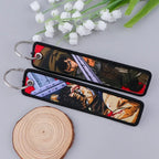 Sword Wind Legend Anime JOJO Wonderful Adventure Weaving Mark Keychain Sword Wind Legend Decorative Chain Fabric Key Pendant