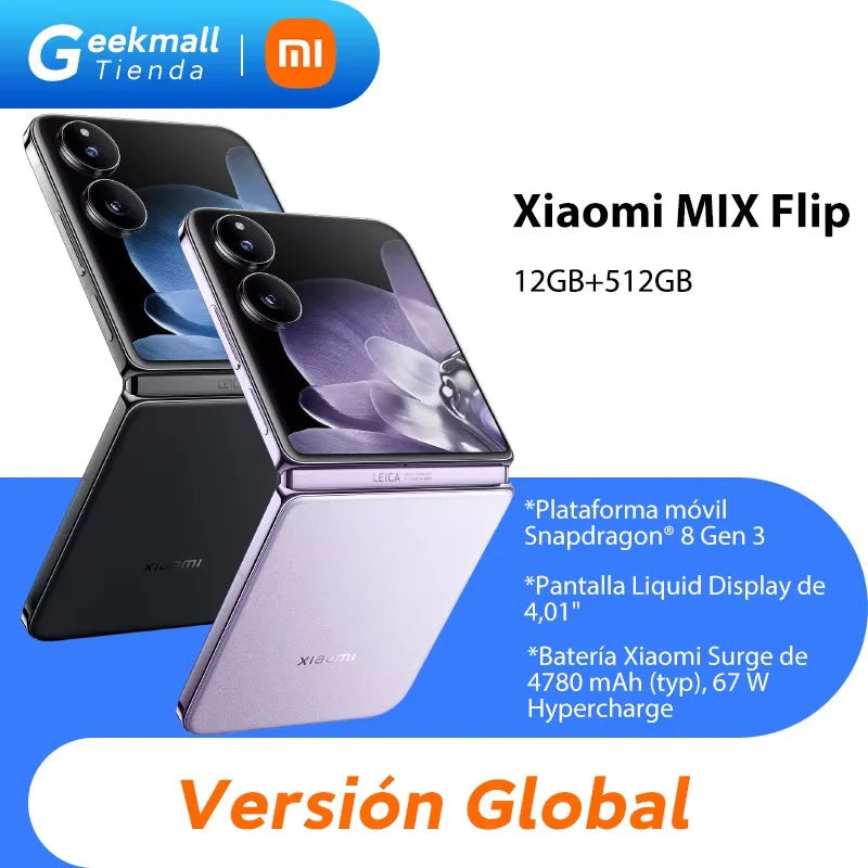 Global Version Xiaomi MIX Flip Snapdragon 8 Gen 3 Smartphone 4.01" All Around Liquid Outer Display 4780mAh Xiaomi Surge Battery SS69