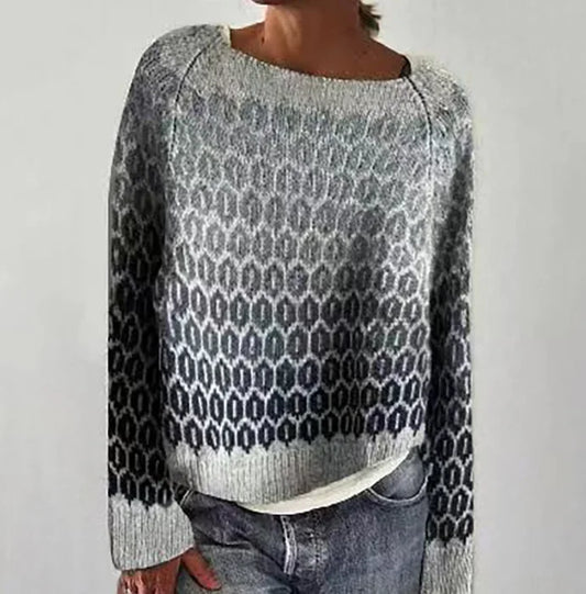 Spring Knitted Women's Sweater O-neck Long Sleeve Casual Loose Sweater Elegant Trendy Print Female Winter Fashion Ladies Clothes