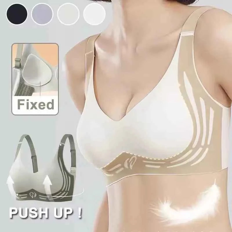 Plus Size Everyday Bra for Woman  Sport Double Support Seamless Brassiere Top No-trace Push Up Bra Padded Fixed Cup Underwear