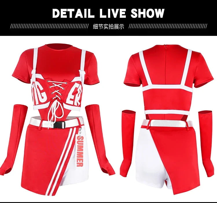 Women's Red Jazz Dance Performance Suit