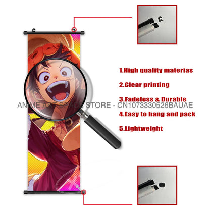 ONE PIECE Hanging Painting Japanese Anime Home Decor Wall Art Luffy Scrolls Pictures Passion Straw Hat Pirates Warm Blood Comics SS69