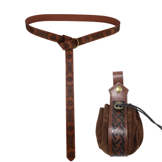 Women's Century Performance Costume Suit For Halloween Cosplay Viking Clothing Accessories Stage Props Victorian Dress SS69 12.69 CT017BK Brown (embossed belt + patterned money bag