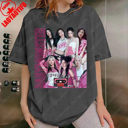 BabyMonster World Tour 2025 Sweatshirt Hello Monsters KPOP Fan Tshirt Men Women Cotton Casual Fashion Tees All Match Adult Tops