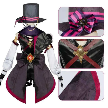 Genshin Impact Fontaine Lyney Cosplay Costume Magician Leather Uniform Short Hair Wig Glove Twins Halloween Carnival Game Outfit