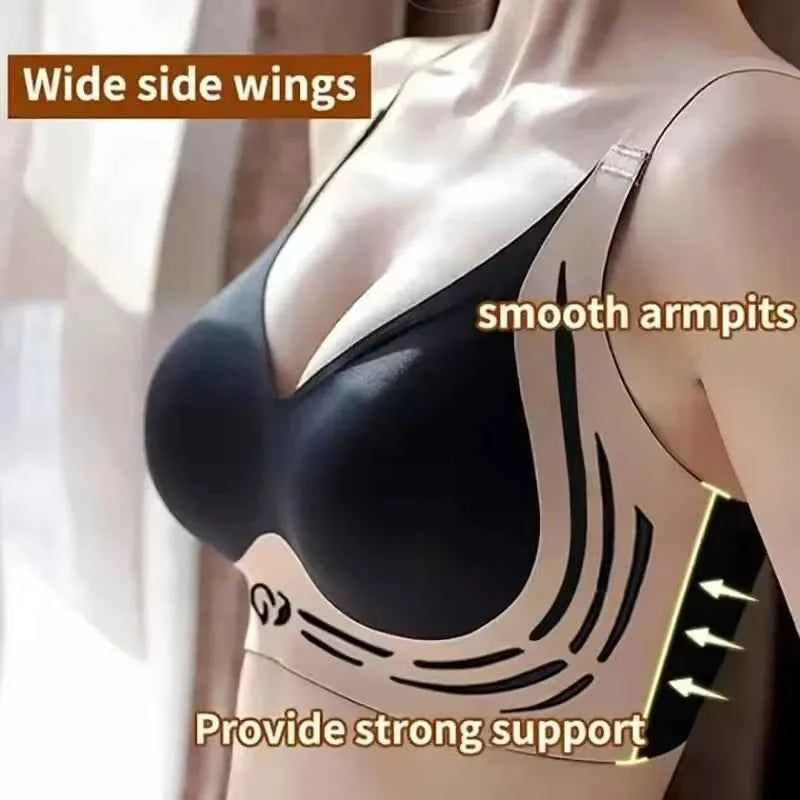 Plus Size Everyday Bra for Woman  Sport Double Support Seamless Brassiere Top No-trace Push Up Bra Padded Fixed Cup Underwear