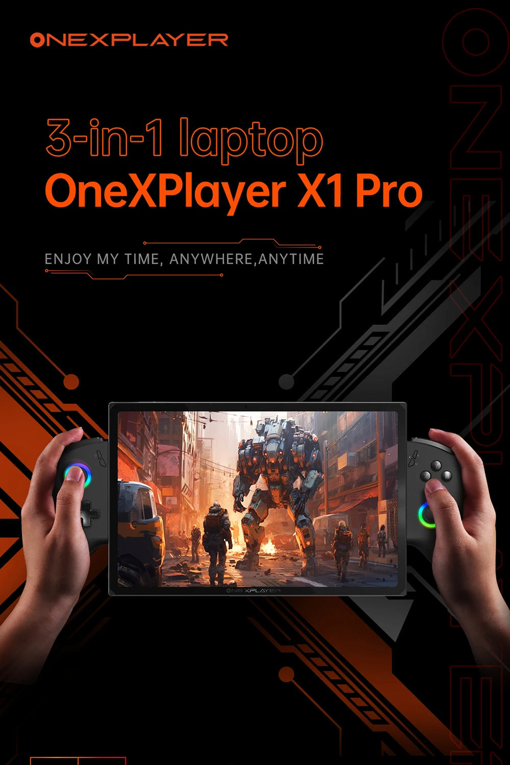 OneXPlayer X1 PRO AMD Ryzen AI 9 HX 370 /8840U PC Game Console 3 IN 1 Laptop Tablet 10.95 Inch 120 Hz AI CPU Computer Controller SS69