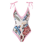 2023 New Arrival Push Up Women Bikini Set Floral Printed Ruffle Bikinis Strappy Bandage Swimwear Brazilian Biquini Bathing Suit SS69