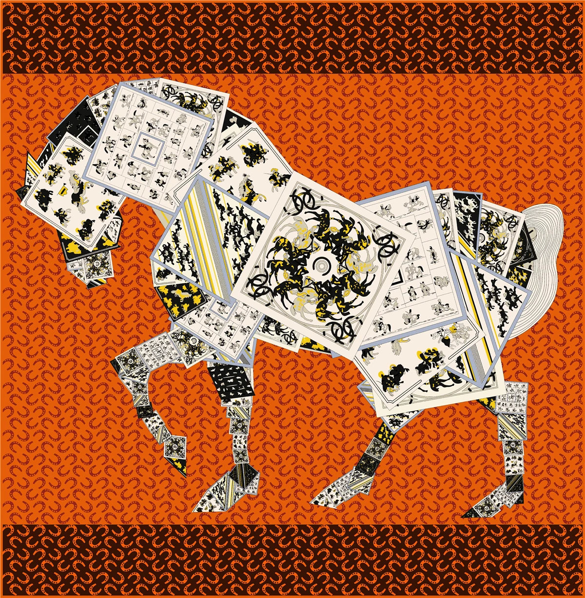 90cm Classic Checkered Horse Brand Square Scarf Women Twill Silk Scarf Shawl Hijab Luxury Bandana Foulard Neckerchief Head Scarf SS69 12.69 2390-21-14