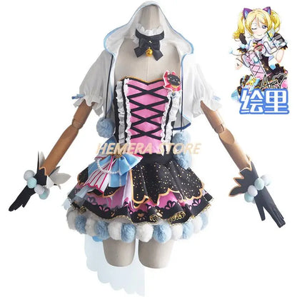 In Stock Anime LoveLive Cat Twin Tail Arcade Game 9 Characters Cosplay Costume Tojo Nozomi Nico Honoka Umi Rin Maki Eli Full Set - SS69