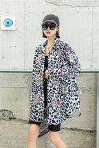 Harajuku Vintage Pearl Beaded Diamonds Leopard Print Women Thin Shirt Jacket Loose Casual Lapel Long Sleeve Female Jacket Coat SS69