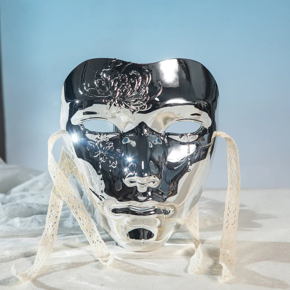 SS69 Ancient Style Full Face Mask, White Retro Hanfu Costume Prop for Adults
