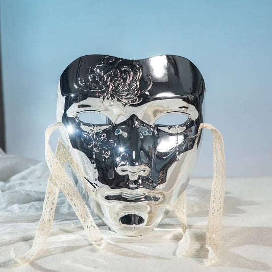 SS69 Ancient Style Full Face Mask, White Retro Hanfu Costume Prop for Adults