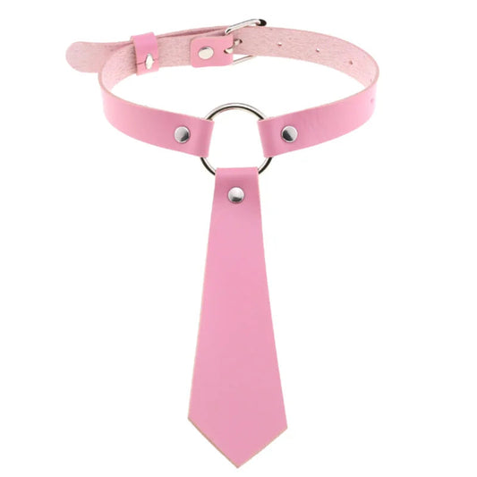 1Pc Harajuku Gothic Spike Rivet Star Necklaces Collares Hip Hop Rock Black Bowknot PU Lace Leather Sexy Y2K Girl Choker Jewelry SS69 7.69 W4712-Pink