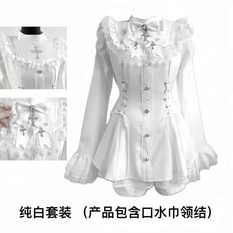 2025 Autumn Gothic Lolita Dress Sweet Heart Black Bow - Elegant Long Sleeve Short Dress with Lace Trim Slim Fit Waist for Women