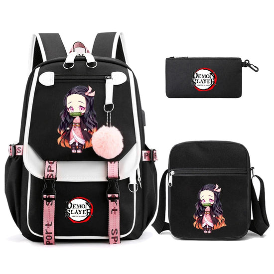 3Pcs Kamado Nezuko Demon Slayer Backpacks Set for Girls Anime School Bag Teenager Student Canvas Laptop Back Pack Women Rucksack SS69 51.69 4960741