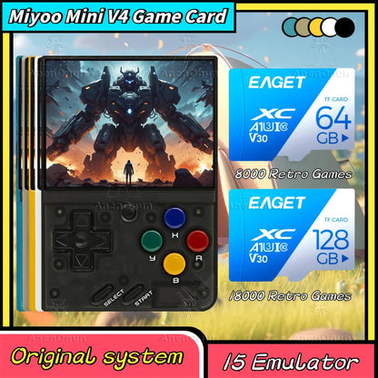 Miyoo Mini V4 2.8-inch Handheld Game Players 18000 Games 15 Emulator Portable Video Gaming Console Kids Retro Mini Game Machine SS69 18.69 Game Card(Only Card) / 64GB 8000Games