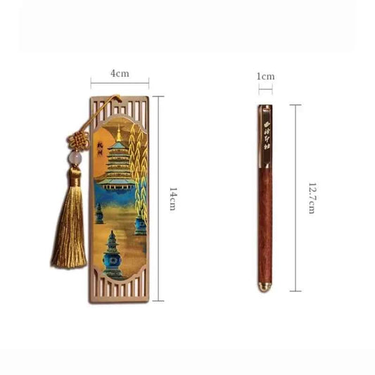 Xiling Seal Society Metal Bookmarks West Lake Three Pools Mirroring The Moon Ancient Style Exquisite Gift Box Gift For Teachers