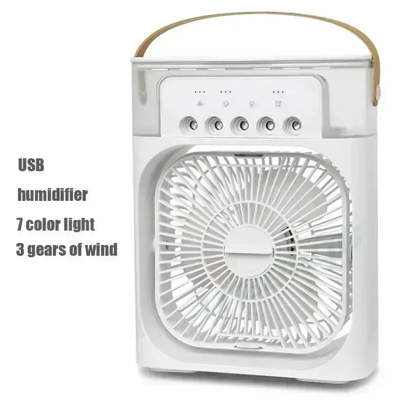 New 3 In 1 Fan AIr Conditioner Household Mini Air Cooler LED Night Light Portable Humidifier Air Adjustment Fan Office Home Fan SS69 18.69 White