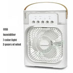 New 3 In 1 Fan AIr Conditioner Household Mini Air Cooler LED Night Light Portable Humidifier Air Adjustment Fan Office Home Fan SS69 18.69 White