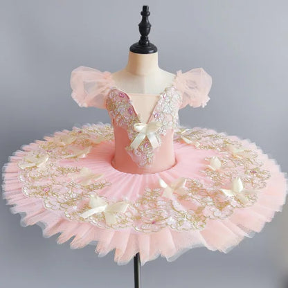 SS69 Girls' Professional Ballet Tutu Dress, Purple Swan Performance Leotard