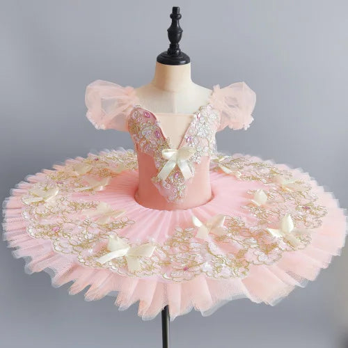 SS69 Girls' Professional Ballet Tutu Dress, Purple Swan Performance Leotard