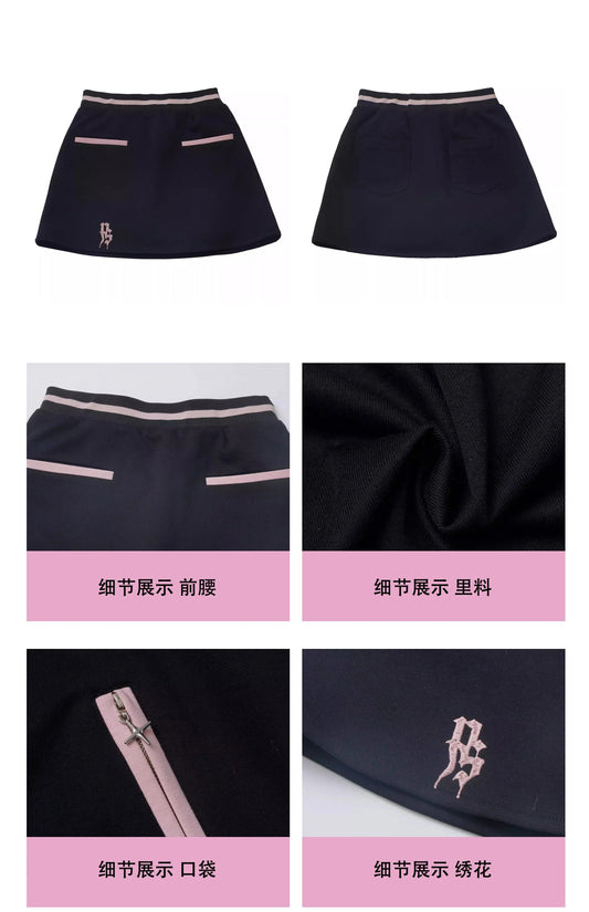 Pink and Black Splicing Color Hooded Baseball Jacket Casual Pant Sets 2025 Spring and Autumn Sweet Cool Girl Students Outfits SS69