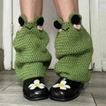Women Knit Leg Warmers Contrast Color Knee High Socks Y2K Aesthetic Boot Cuffs Cover for Streetwear Kawaii Short Socks