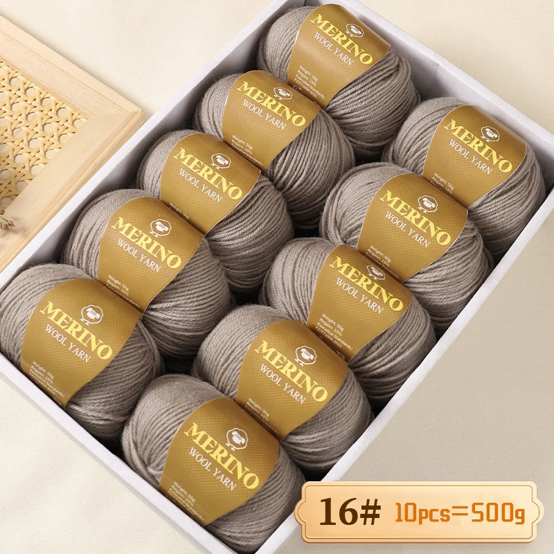 500g of High-Quality 212 Medium-Fine Alpaca Wool Yarn, Suitable for Knitting Sweaters, Scarves, and Hats, 10 Skeins/Pack