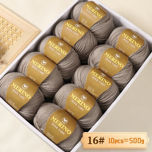 500g of High-Quality 212 Medium-Fine Alpaca Wool Yarn, Suitable for Knitting Sweaters, Scarves, and Hats, 10 Skeins/Pack