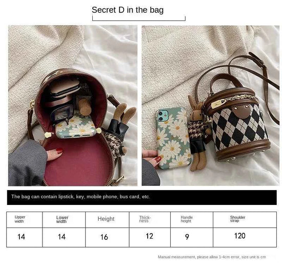 Women's Bag for Women Fashion Luxury Designer Zipper Small Handbags For Women Leather Bucket Shoulder Bag 2023 New Trend Pendant