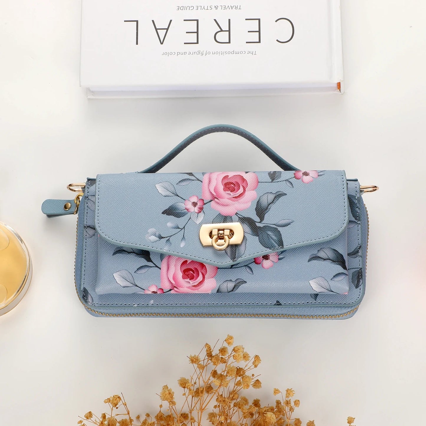 Phone Case Smartphone Android Cases Samsung Galaxy S25 Ultra Accessories Magsafe Wallet Luxury Lanyard Leather Zipper Flower Bag SS69 41.69 Blue / Galaxy S24+