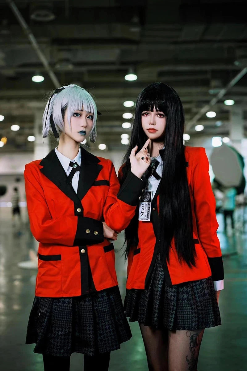 Anime Kakegurui Cosplay Costume Kirari Momobami Uniform Yumeko Sayaka Compulsive Gambler Japanese School Girl Pleated Skirt Suit SS69