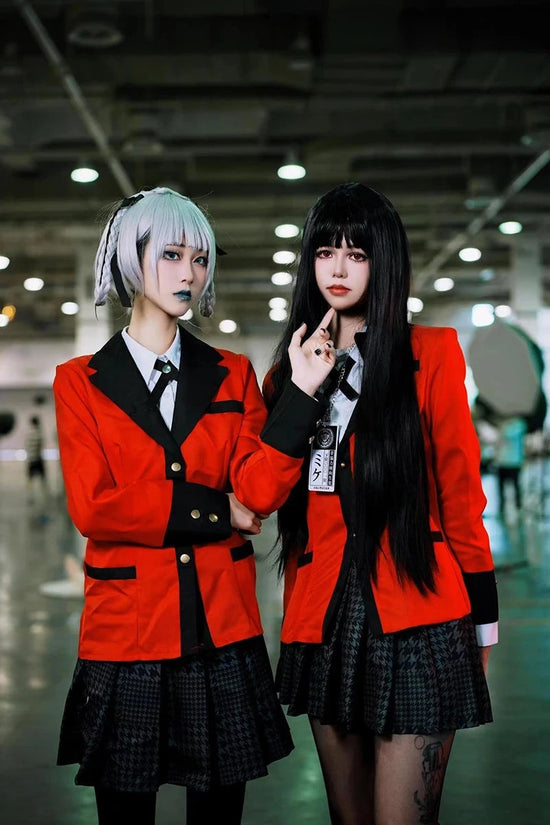 Anime Kakegurui Cosplay Costume Kirari Momobami Uniform Yumeko Sayaka Compulsive Gambler Japanese School Girl Pleated Skirt Suit SS69