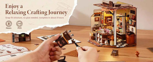 Robotime Rolife Henry's Chocolate DIY Miniature House Kit  Wooden Dollhouse Model Building Kit With LED Craft Gifts for Adults