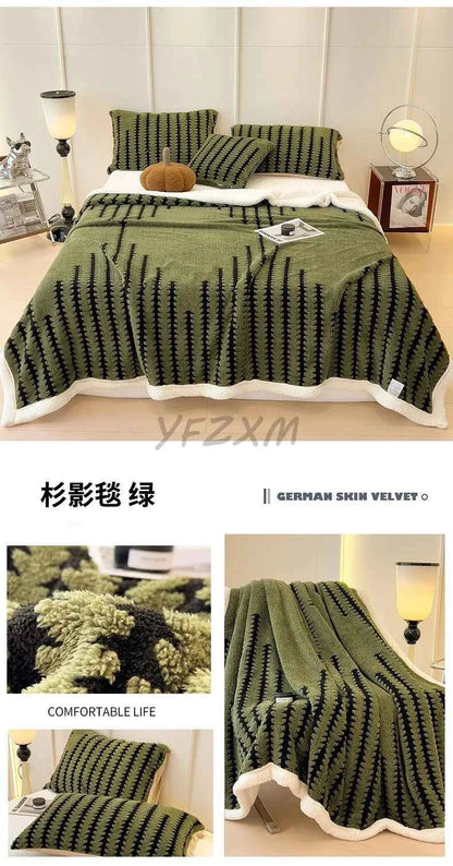 Thicken Warm Flannel Blanket Super Soft Fluffy Queen Blanket Single Double Size Cozy Skin-friendly Multifunctional Nap Blanket
