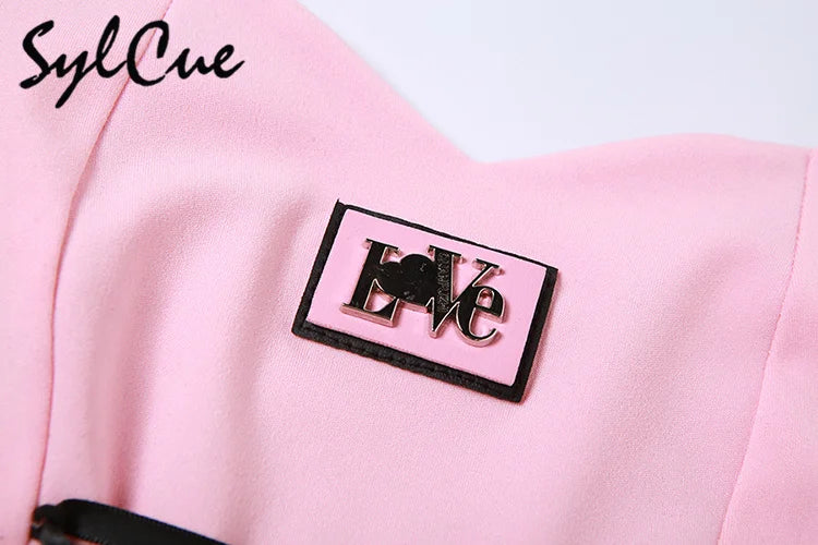 Sylcue Stitching Pink Sexy Hanging Neck Elastic Outer Wear Mature Charm Hot High Street Royal Sister Women's Vest Short Top SS69