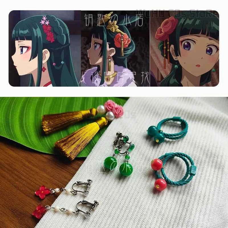 Maomao Necklace Hairpins Cosplay Accessories Anime The Apothecary Diaries Cosplay Ear Clips Props Headwear Girls Women Halloween