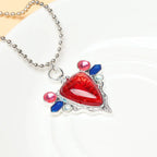 JoJo Bizarre Adventure Necklace Anime Joseph Joestar Necklaces Woman Fashion Red Ruby Stone Heart Necklace Cosplay Collier