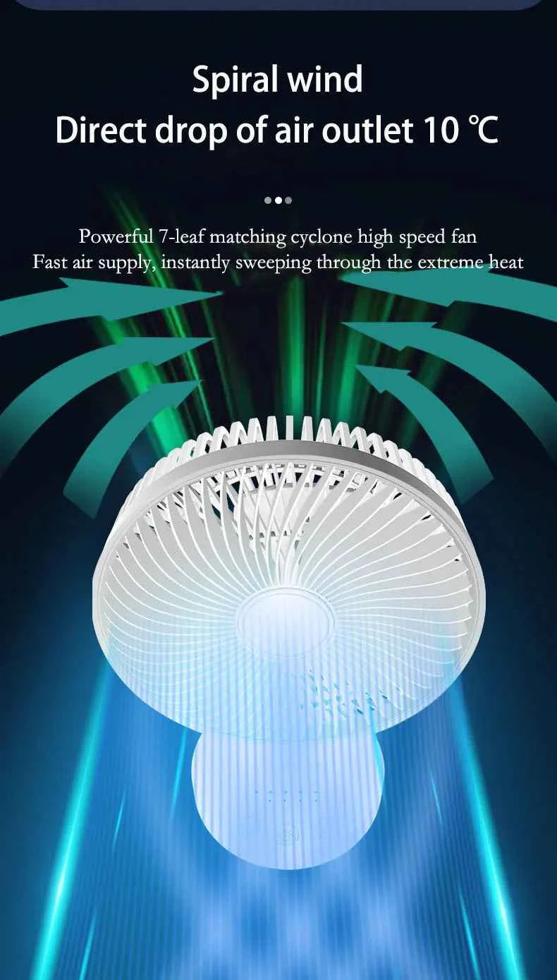 3600mAh USB Desk Fan 4 Speed Adjustable Desktop Table Fan with Strong Wind Quiet Operation Kipas USB Oscillating Fan