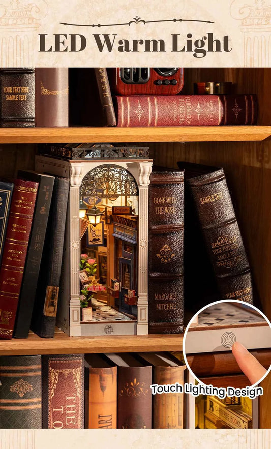 Robotime Rolife Maquetas Book Nooks Sets for Home Bookshelf Decoration Pre-colored Easy assembly Arcade Dating DIY Kits