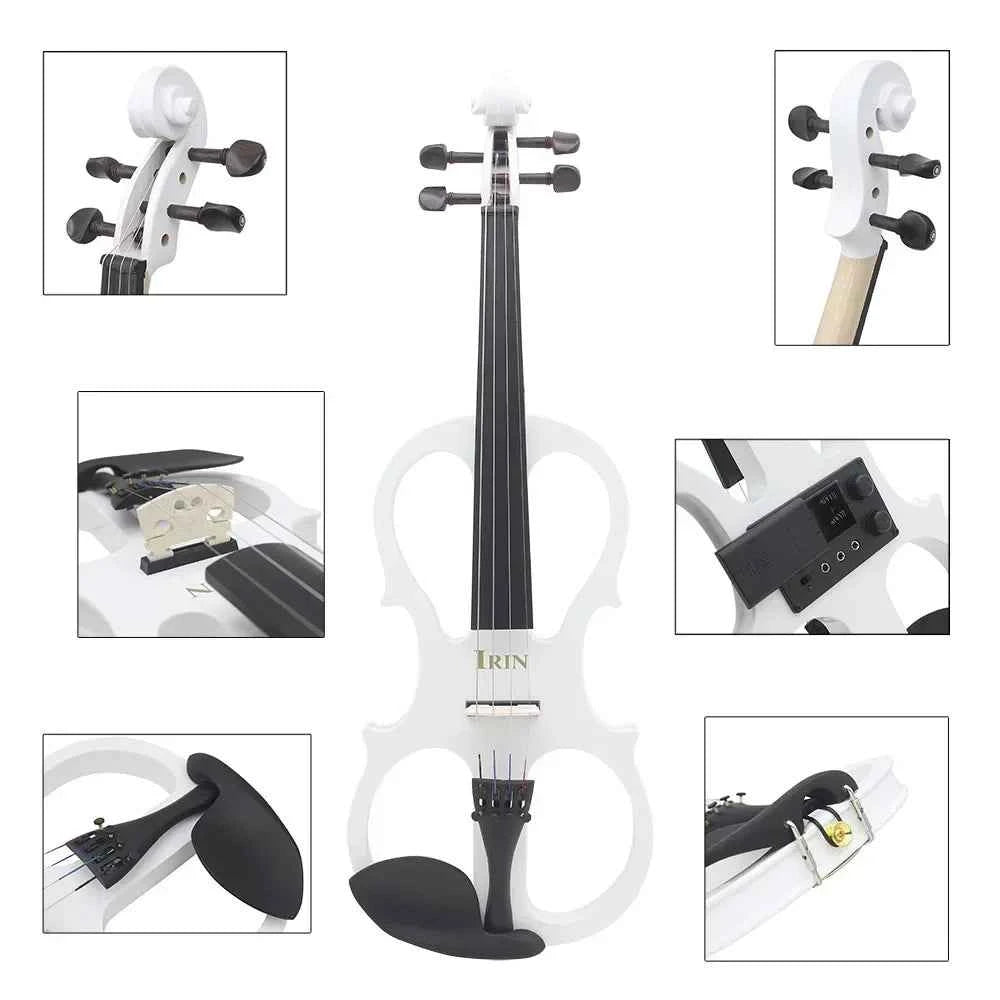 IRIN 4/4 Electric Violin Maple Body Silent Violin With Bow Case Headphone Cable Violin Shoulder Rest Aluminium Alloy Accessories