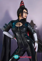 Miccostumes Women's Black Witch PU Leather Cosplay Bodysuit