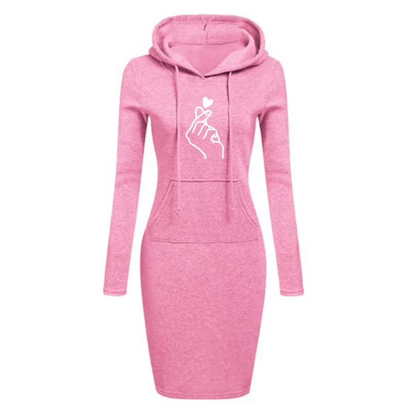 Ladies Dress Autumn Women Hooded Dresses Hoodies Women Sweatshirts Women Hoodies Dress Tops Ladies Clothing