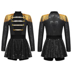 Inlzdz Women's Sequin Tassel Ringmaster Leotard Dress