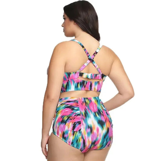 New Sexy Plus Size Swimwear Push Up Bikini High Waist Swimsuit Women Female Oversize Beach Wear Bathing Suit 2024  Mujer 5XL SS69