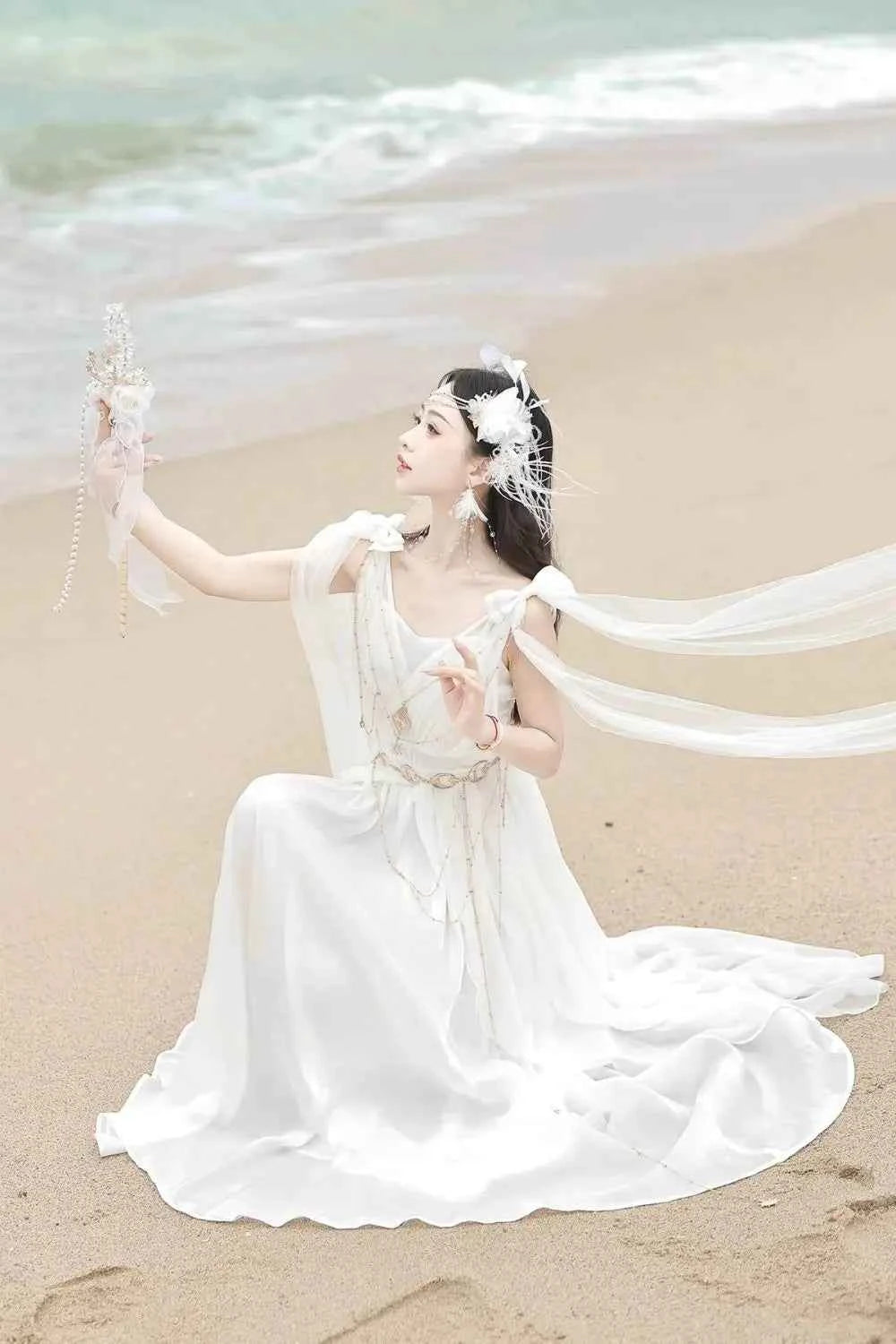 NONSAR God Greek Sweet Vintage Fairy Dress Women Summer Court Style Han Elements Chiffon Elegant floating Strap Long Dresses
