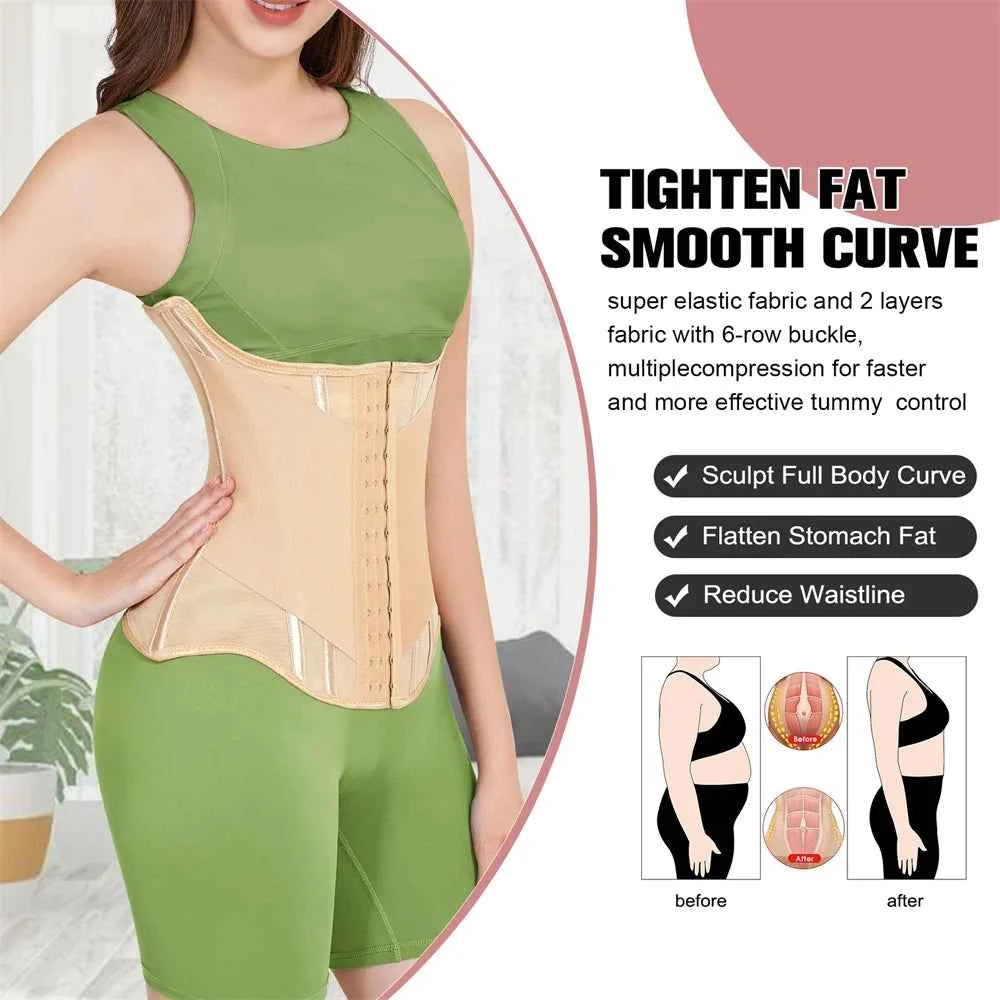 MiiOW U-shaped Waist Trainer Corset Women Buttoned Shapers Breast Lifted Waist Trainer Steel Bone Slimming Breathable Shapewear